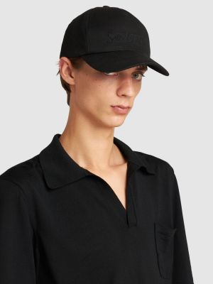 Памучна шапка с козирки Saint Laurent черно