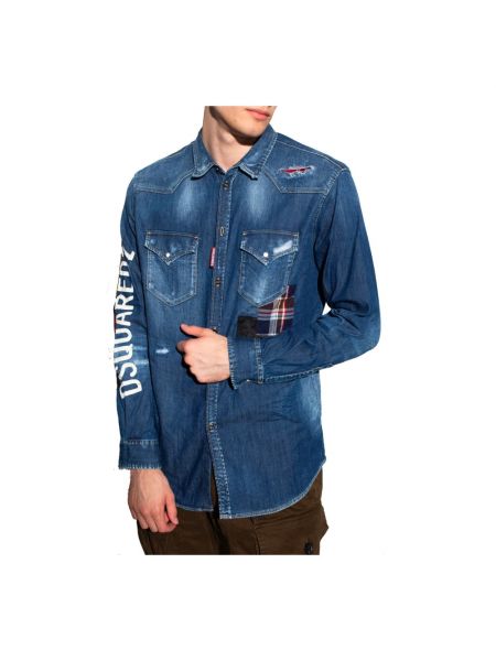 Koszula jeansowa bawełniana Dsquared2 niebieska