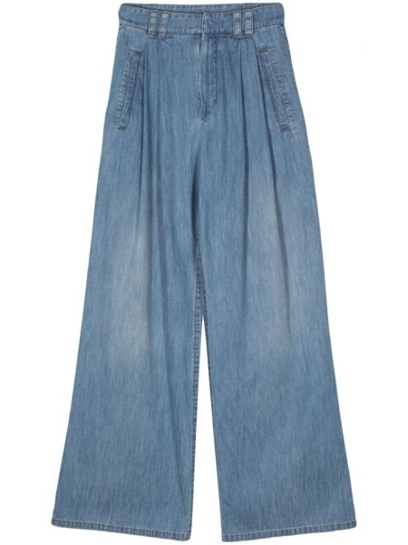 Jeans large plissées Brunello Cucinelli bleu