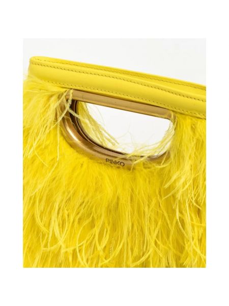 Bolso clutch con plumas de plumas Pinko amarillo