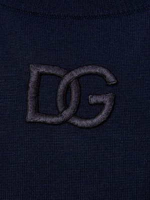 Pull brodé en laine Dolce & Gabbana bleu