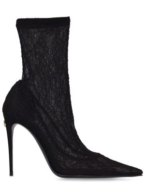 Ниски обувки с ток с дантела Dolce & Gabbana черно