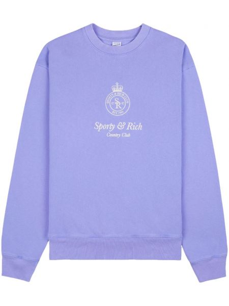 Sweatshirt mit stickerei aus baumwoll Sporty & Rich lila
