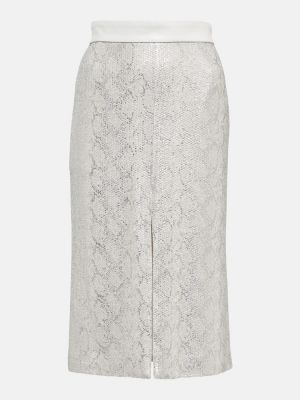 Midi sukně s hadím vzorem Jacques Wei stříbrné