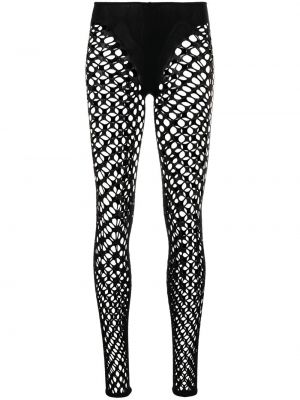 Strečové nohavice so sieťovinou Jean Paul Gaultier čierna