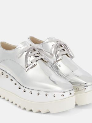 Pantofi brogue cu platformă cu nasturi Stella Mccartney argintiu
