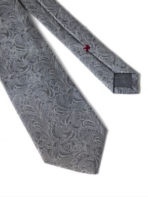 Jedwabny krawat z wzorem paisley żakardowy Brunello Cucinelli szary