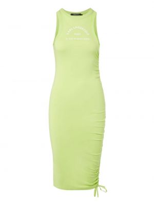 Памучна миди рокля с принт Karl Lagerfeld зелено