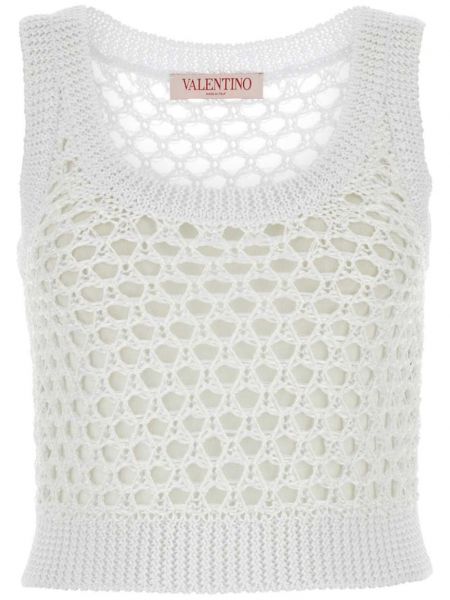 Neulottu crop top Valentino Garavani valkoinen