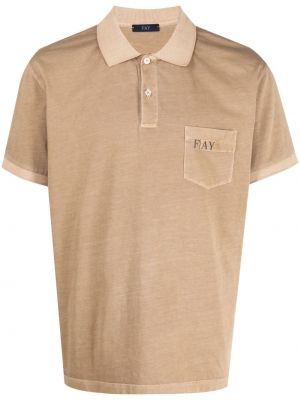 Medvilninis polo marškinėliai su kišenėmis Fay ruda