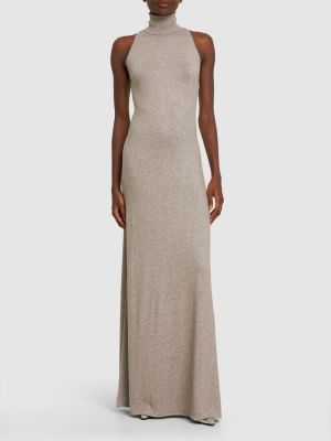 Макси рокля без ръкави от джърси Ralph Lauren Collection сребристо