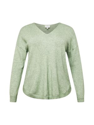 Меланжов пуловер Only Carmakoma зелено