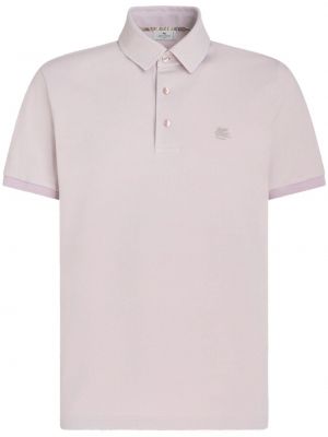 Kokvilnas polo krekls ar izšuvumiem Etro rozā