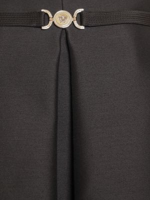 Šilkinis vilnonis mini suknele ilgomis rankovėmis Versace juoda