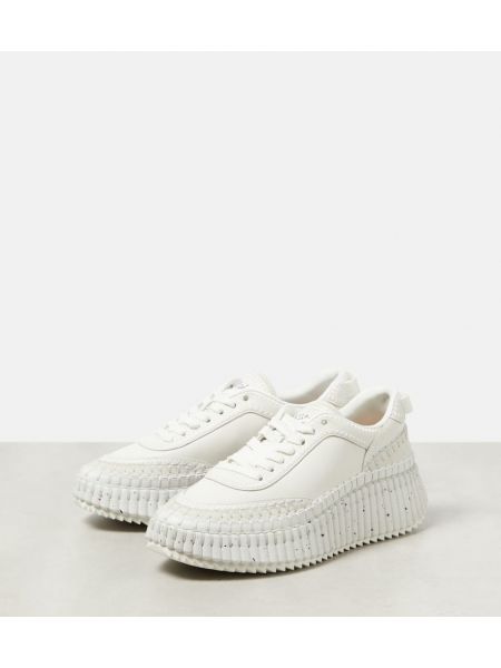 Δερμάτινα sneakers Chloé λευκό