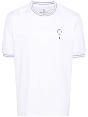 Памучна тениска бродирана Brunello Cucinelli бяло