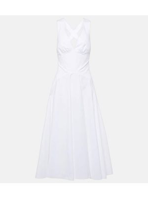 Βαμβακερή μίντι φόρεμα Alaia λευκό