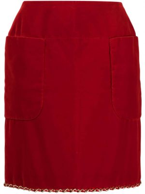 Кадифена мини пола Chanel Pre-owned червено