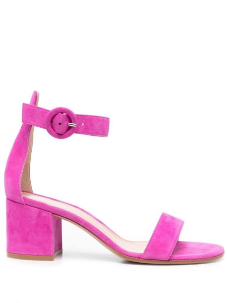 Замшевые сандалии на каблуке Gianvito Rossi, розовый