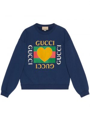 Haftowana bluza bawełniana Gucci niebieska