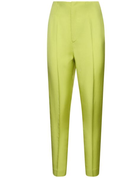 Pantaloni cu picior drept cu talie înaltă Ralph Lauren Collection verde