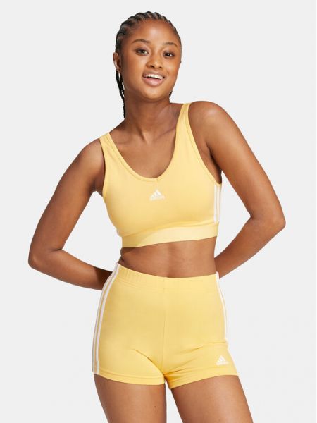 Pruhovaný slim fit priliehavý top Adidas žltá