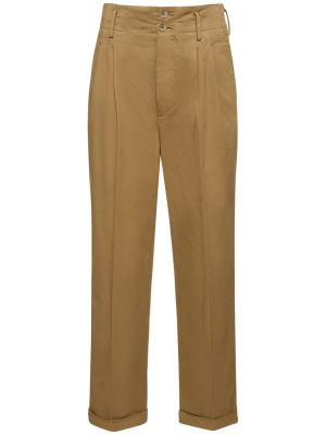 Pantalon droit taille haute en coton Aspesi beige