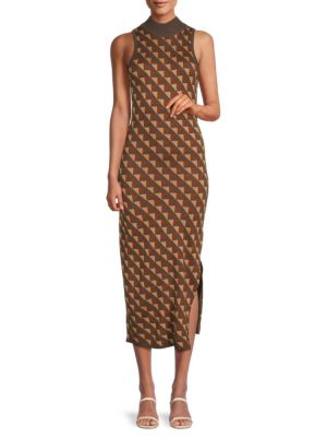 Платье миди с принтом с геометрическим узором Heartloom коричневое