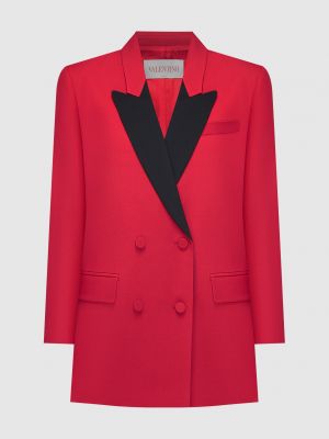 Красный шелковый шерстяной пиджак Valentino