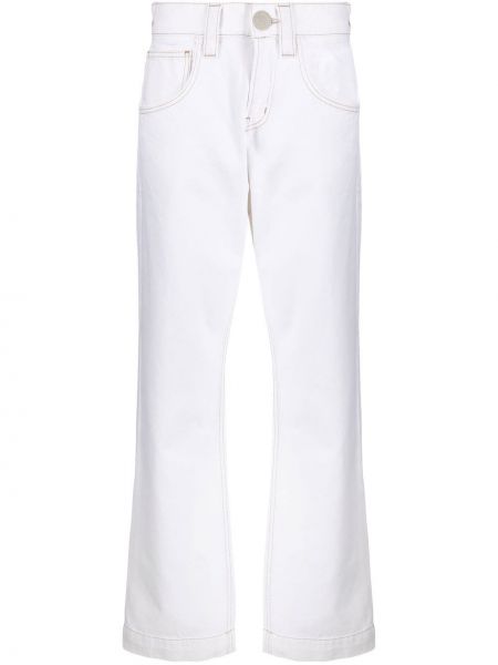 Jeans a zampa Frame, bianco