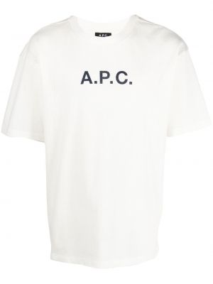Bavlnené tričko s potlačou A.p.c. biela