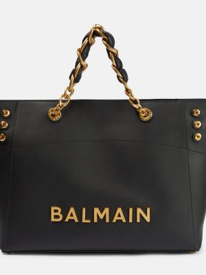 Leder shopper handtasche Balmain schwarz
