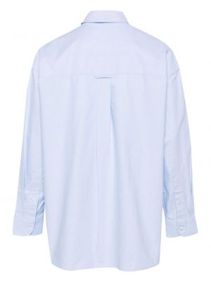 Péřová bavlněná košile s límečkem s knoflíky Studio Nicholson modrá