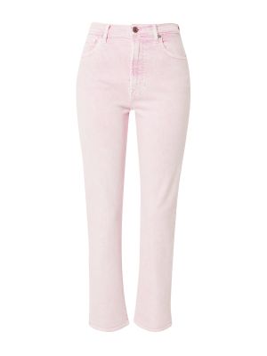Bavlnené džínsy s rovným strihom s vysokým pásom na zips 7 For All Mankind - ružová