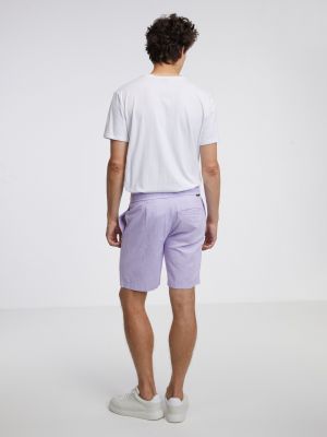 Ľanové džínsové šortky Tom Tailor Denim fialová