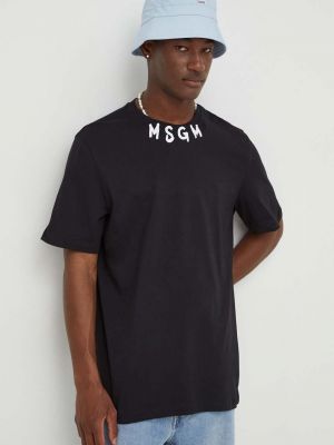 Памучна тениска с дълъг ръкав с принт Msgm черно