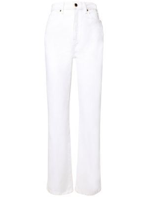 Straight leg jeans a vita alta Khaite bianco