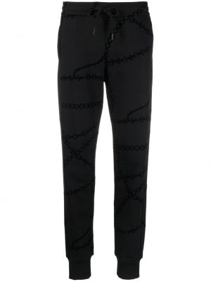 Памучни спортни панталони с принт Versace Jeans Couture черно