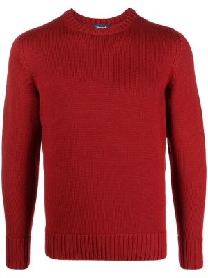 Maglione di lana in lana merino con scollo tondo Drumohr rosso