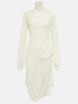 Jedwabna sukienka midi z kaszmiru Petar Petrov biała