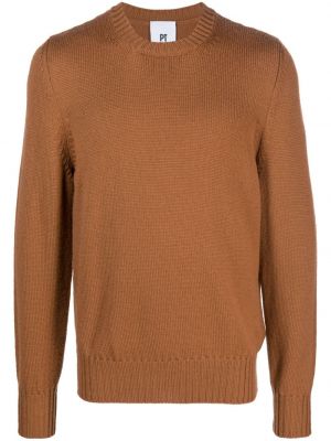 Maglione di lana con scollo tondo Pt Torino marrone
