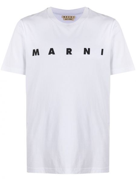 Тениска с принт Marni бяло