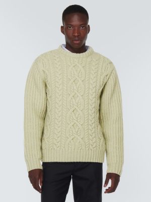 Jersey de lana de tela jersey con trenzado Dries Van Noten verde
