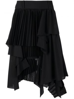 Plisuotas asimetriškas sijonas Sacai juoda