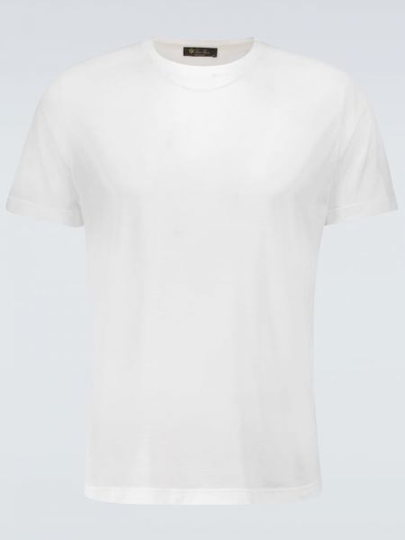 Bavlněné hedvábné tričko Loro Piana bílé