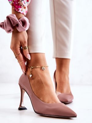 Pantofi cu toc din piele Kesi roz
