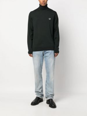 Pull brodé Fred Perry vert