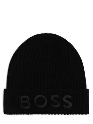 Czarna czapka wełniana Boss