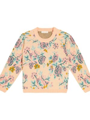 Floral strikkegenser for jenter Louise Misha rosa