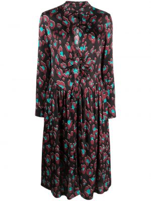 Midi šaty s potlačou s leopardím vzorom Pinko čierna